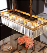 Gold Rectangular Crystal Flat Chandelier - Reflect Lighting