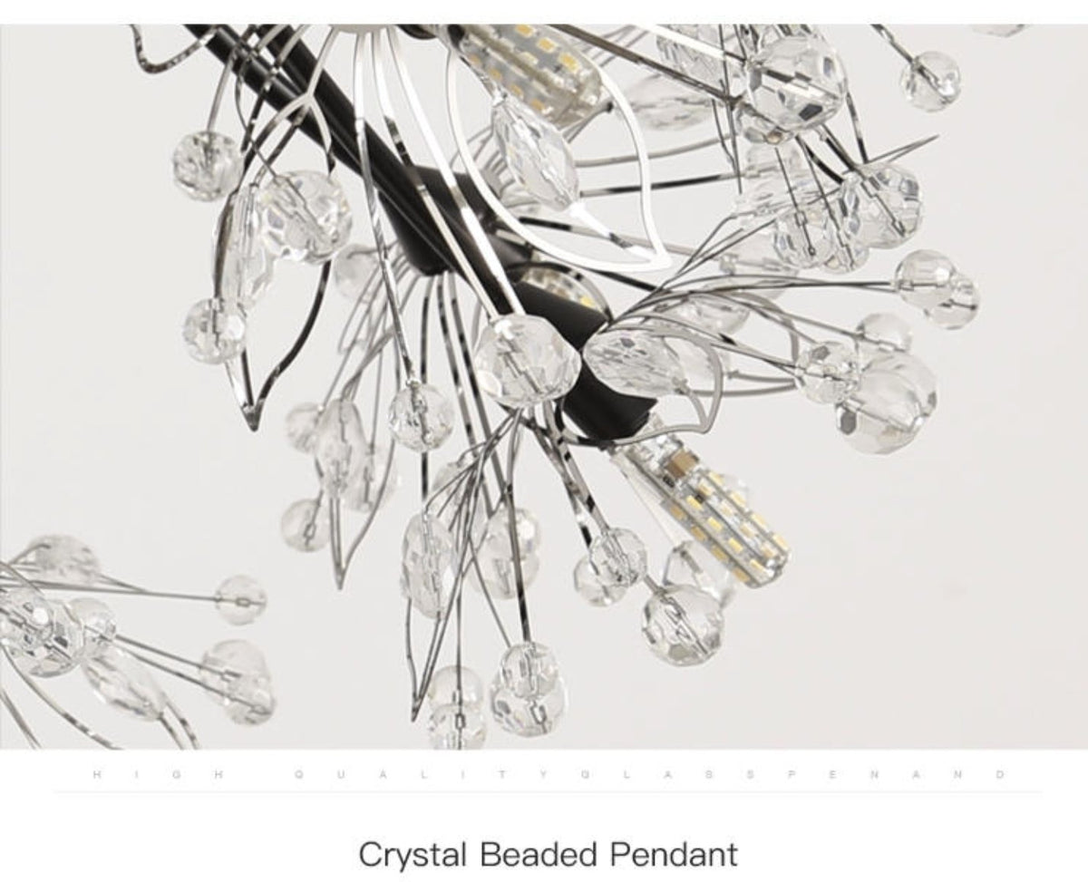 Beaded Black Flower Crystals Chandelier - Reflect Lighting