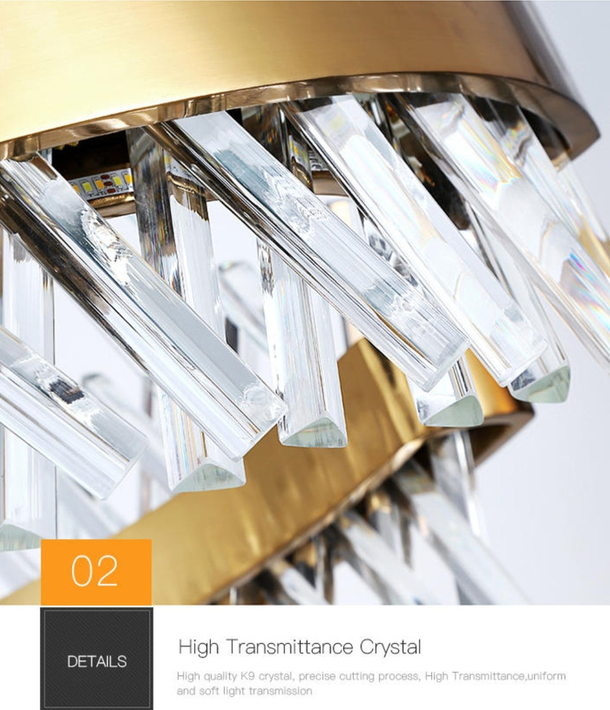 Slanted Crystal Gold Chandelier