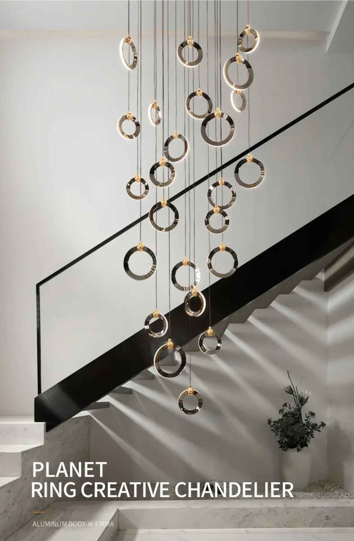 Elysian Rings Staircase Chandelier