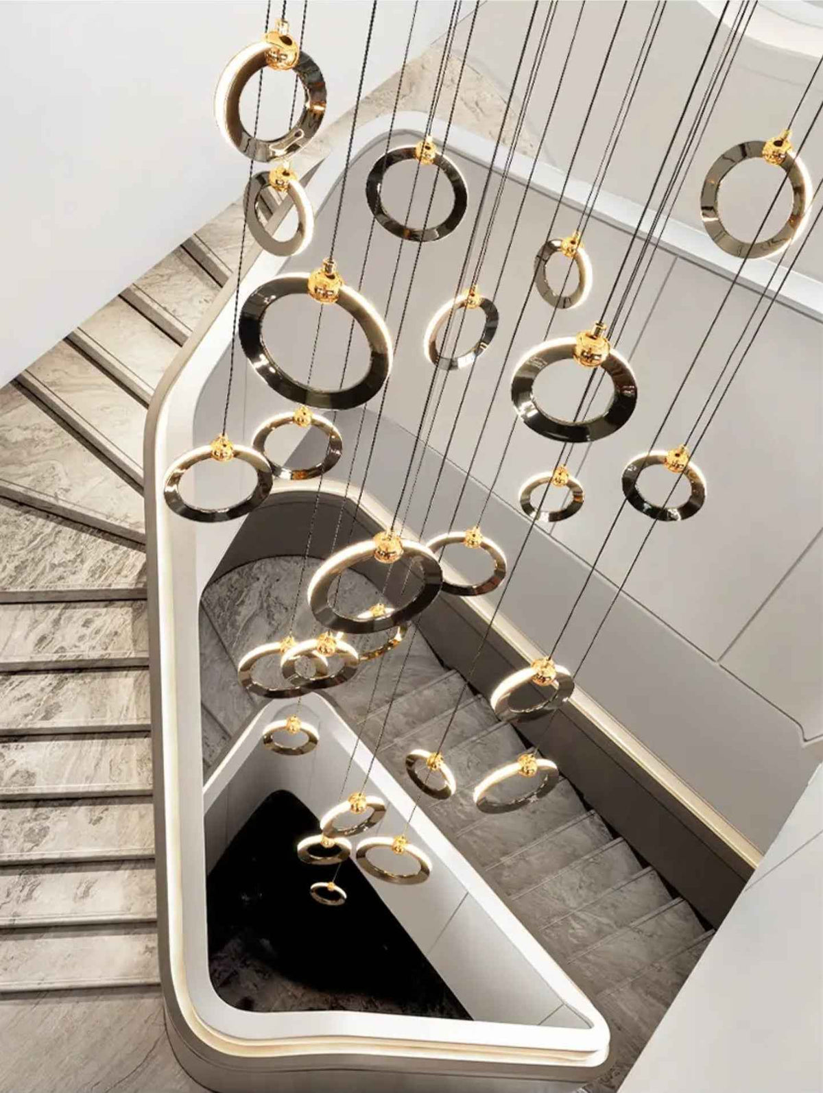 Elysian Rings Staircase Chandelier