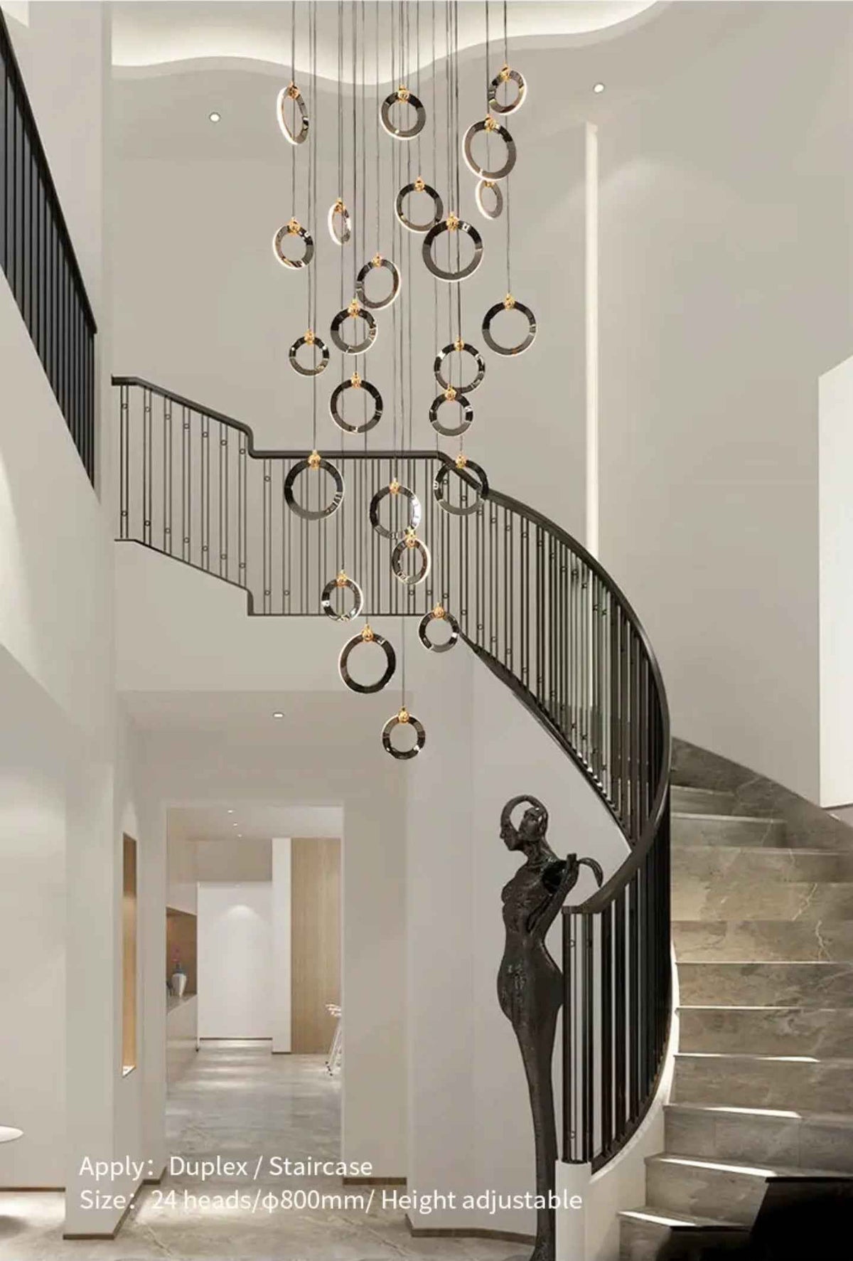 Elysian Rings Staircase Chandelier