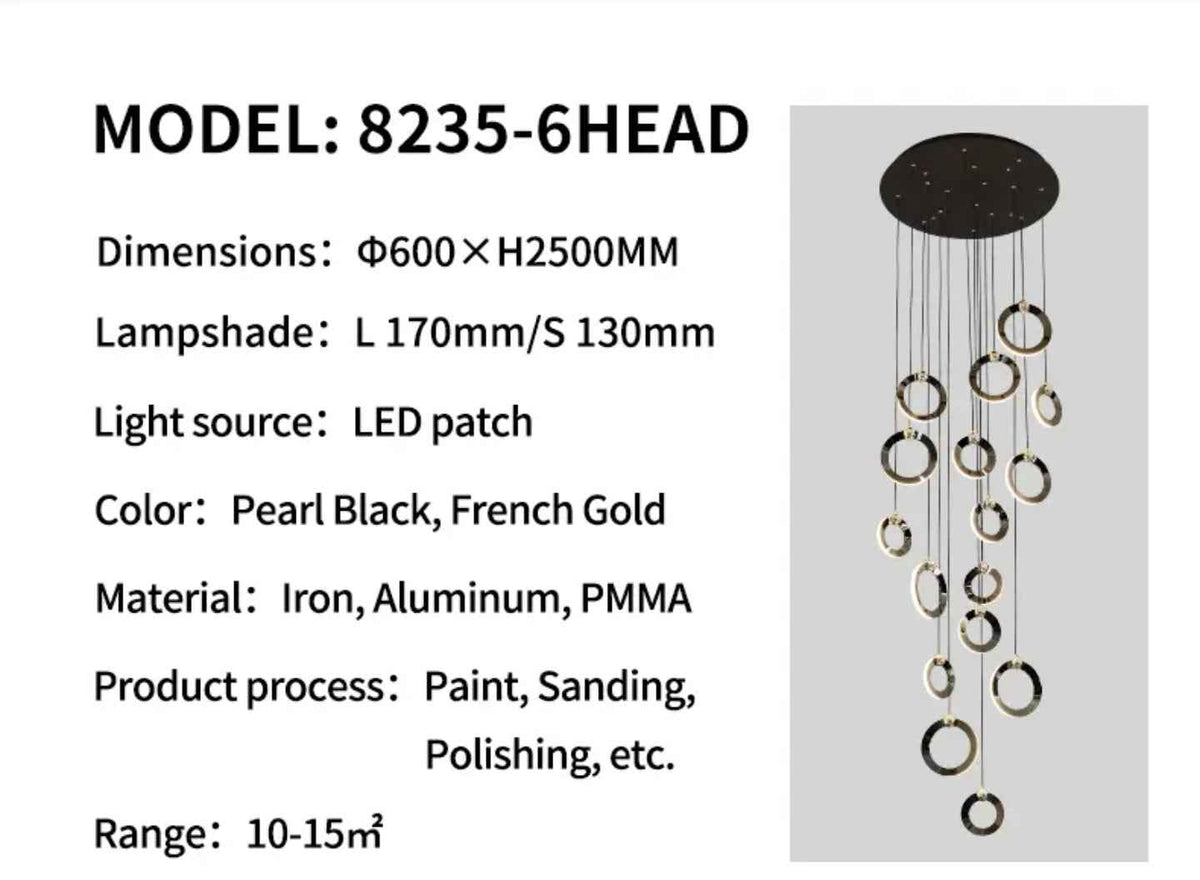 Elysian Rings Staircase Chandelier