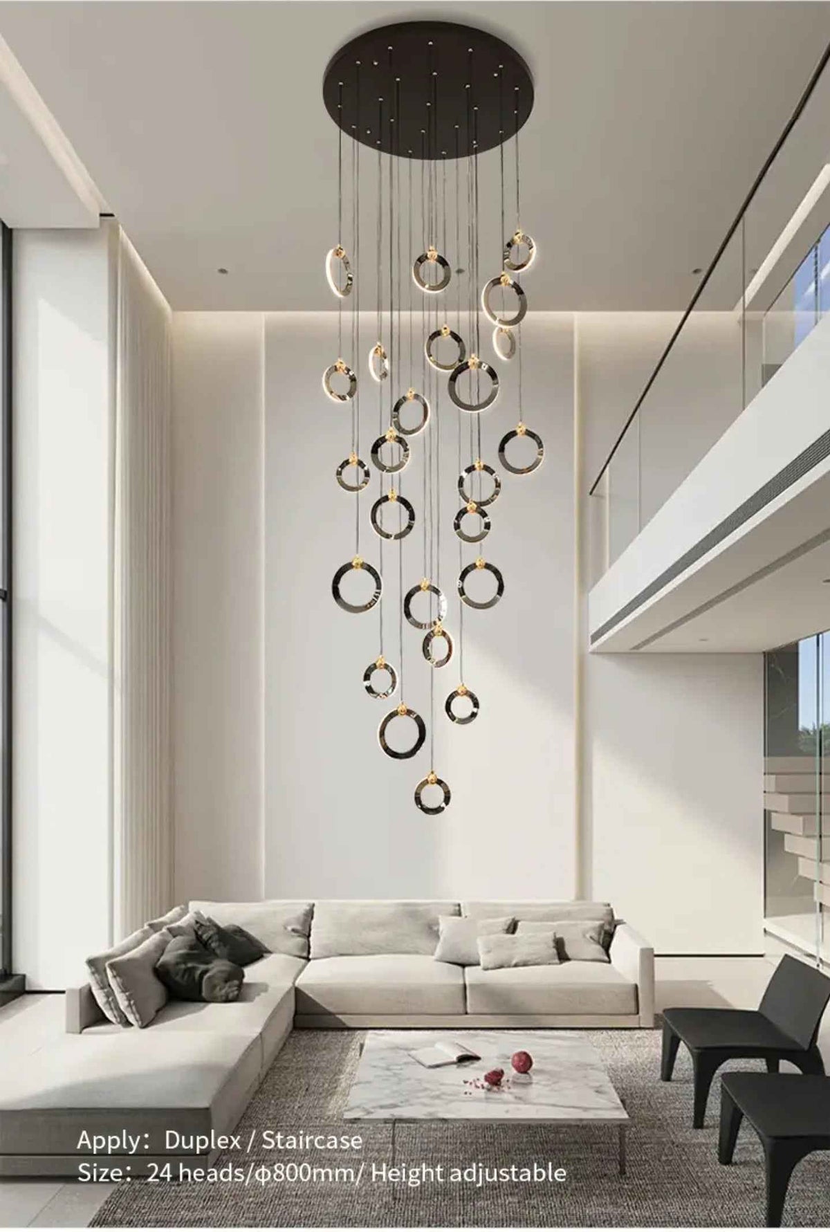 Elysian Rings Staircase Chandelier