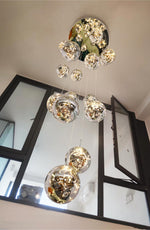 Balle Be Crystal Ball Staircase Chandelier- Smokey Grey/Cognac - Reflect Lighting