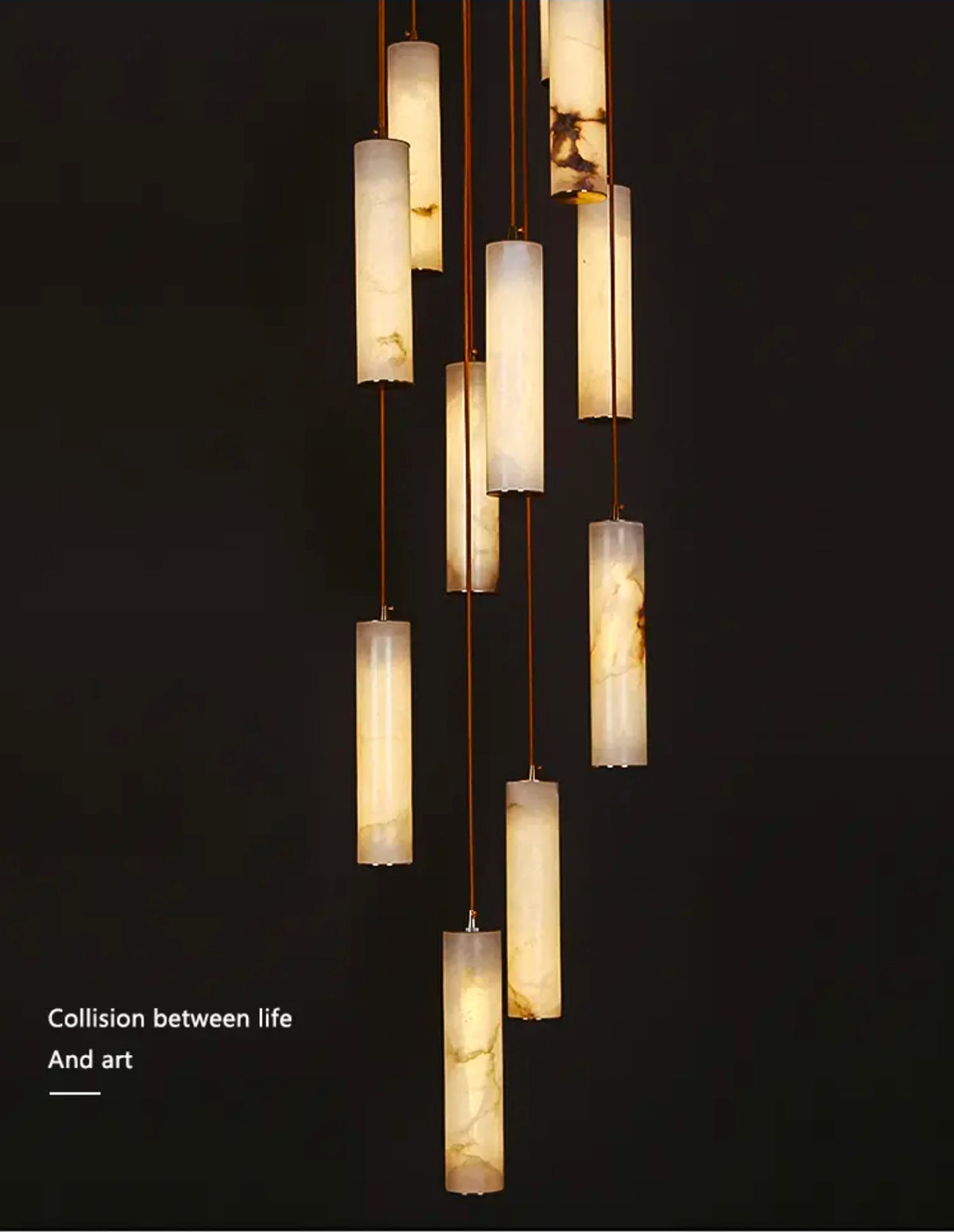 Kiska Marble Copper Staircase Chandelier
