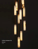 Kiska Marble Copper Staircase Chandelier