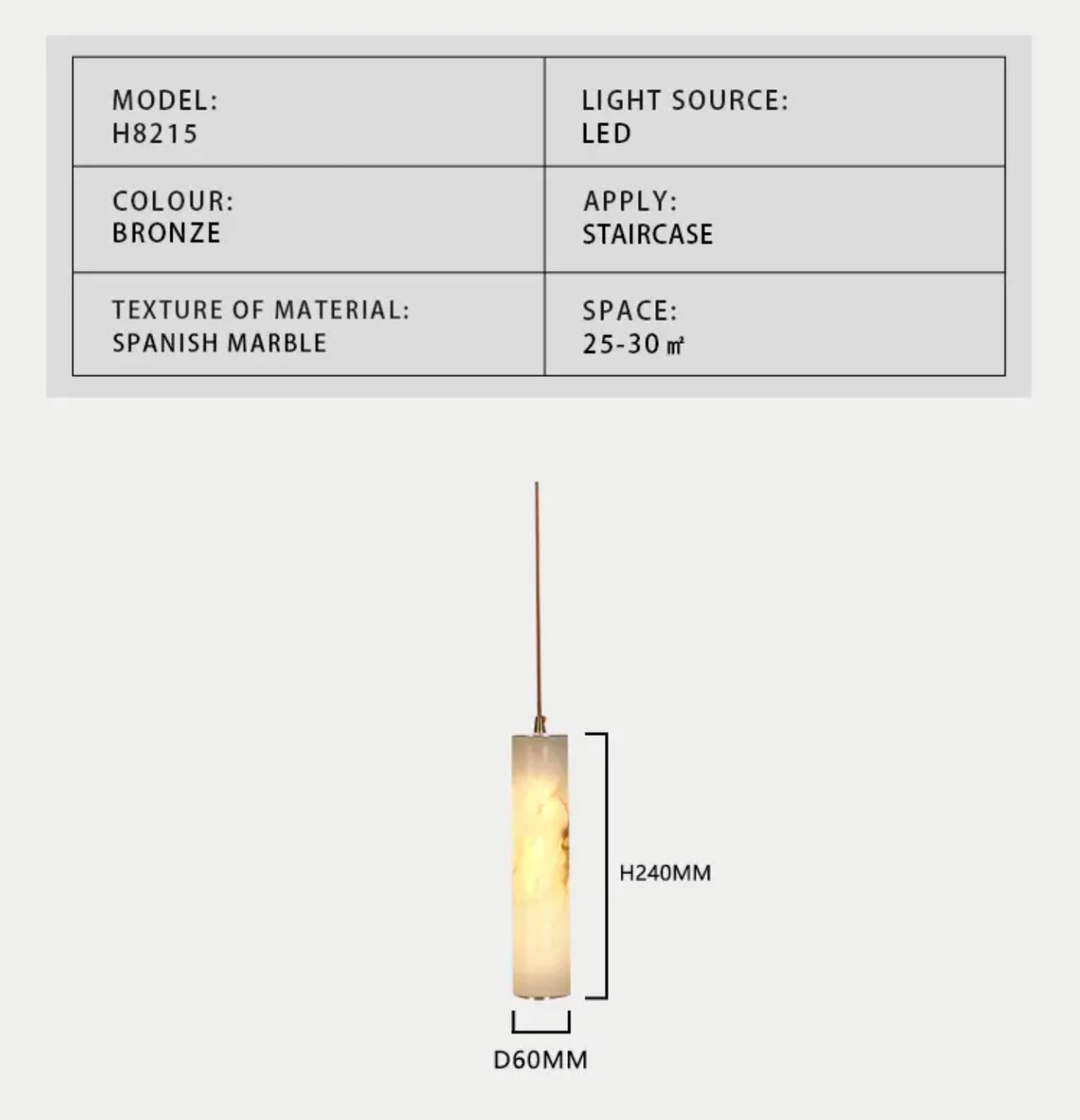 Kiska Marble Copper Staircase Chandelier