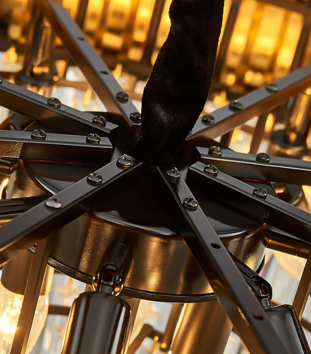 Pyrite Gold Crystal Chandelier -Round/Rectangle - Reflect Lighting