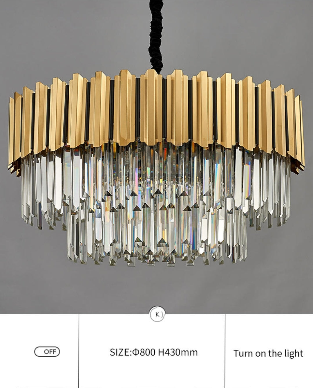 Pyrite Gold Crystal Chandelier -Round/Rectangle - Reflect Lighting