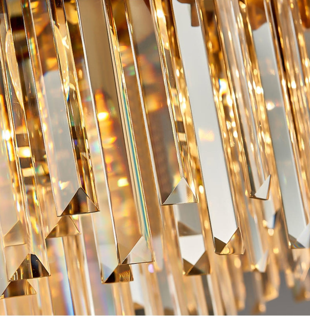 Pyrite Gold Crystal Chandelier -Round/Rectangle - Reflect Lighting