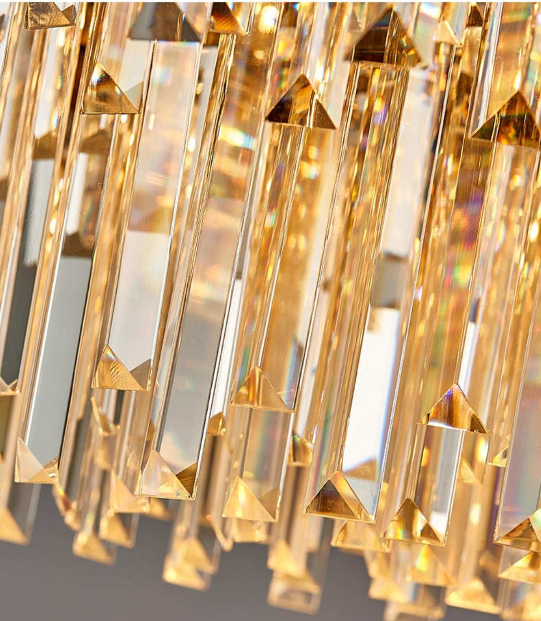 Pyrite Gold Crystal Chandelier -Round/Rectangle - Reflect Lighting