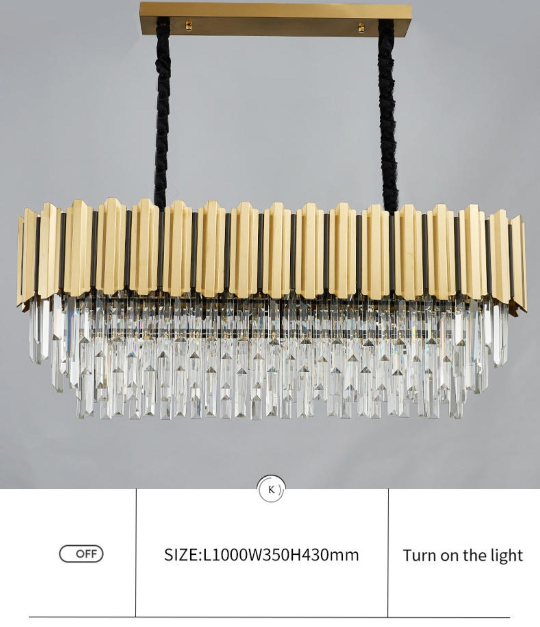 Pyrite Gold Crystal Chandelier -Round/Rectangle - Reflect Lighting