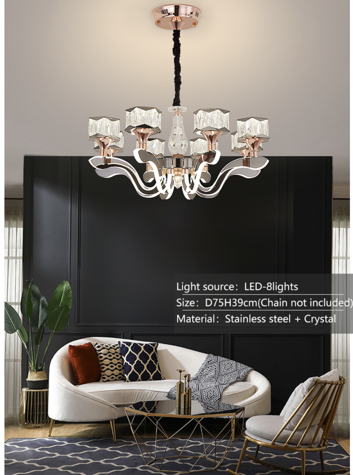 Fraser LED Crystal Shaded Chandelier - Reflect Lighting
