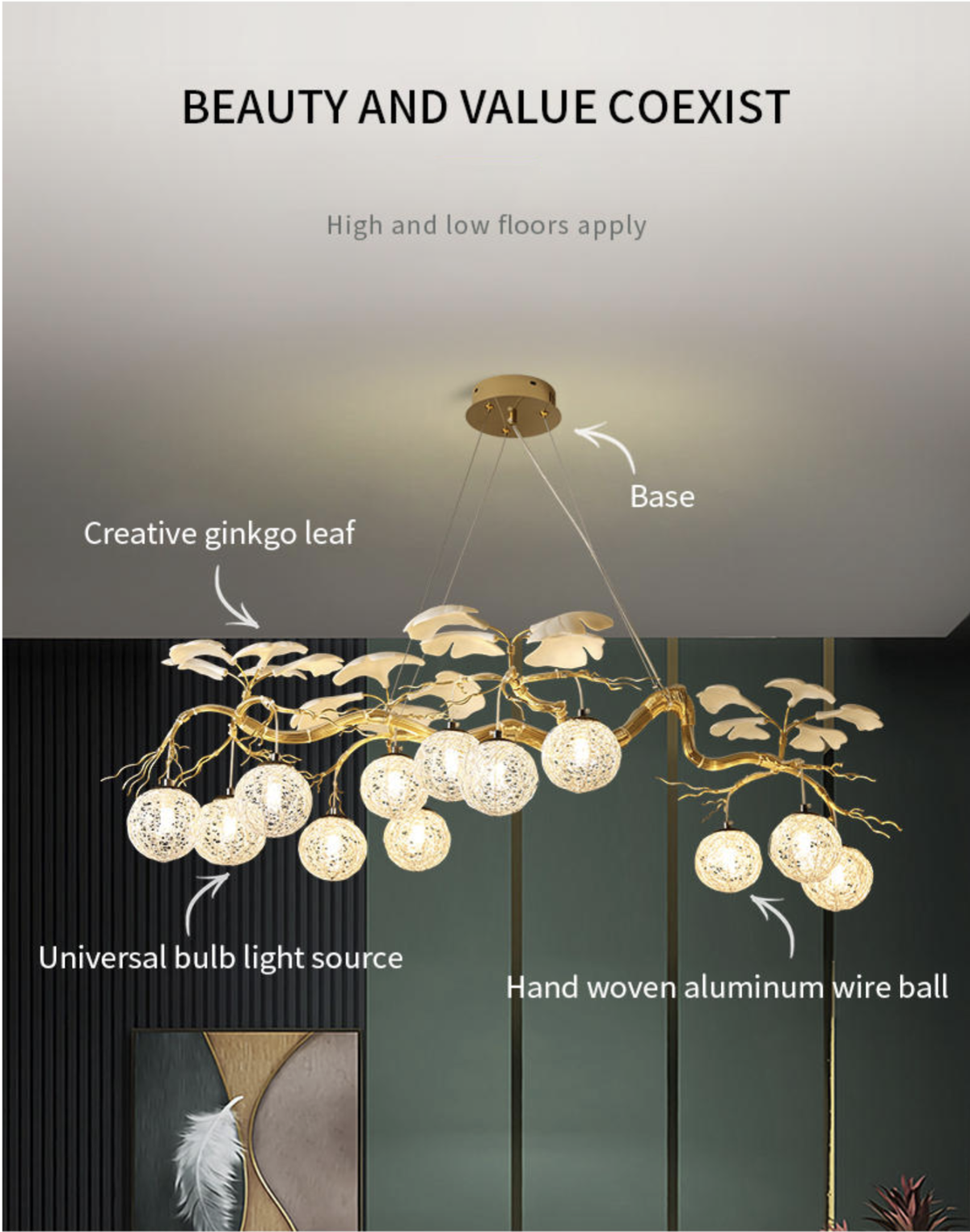 Hazel Gold LED Braided Chandelier - Reflect Lighting