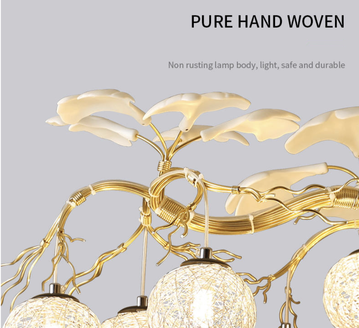 Hazel Gold LED Braided Chandelier - Reflect Lighting