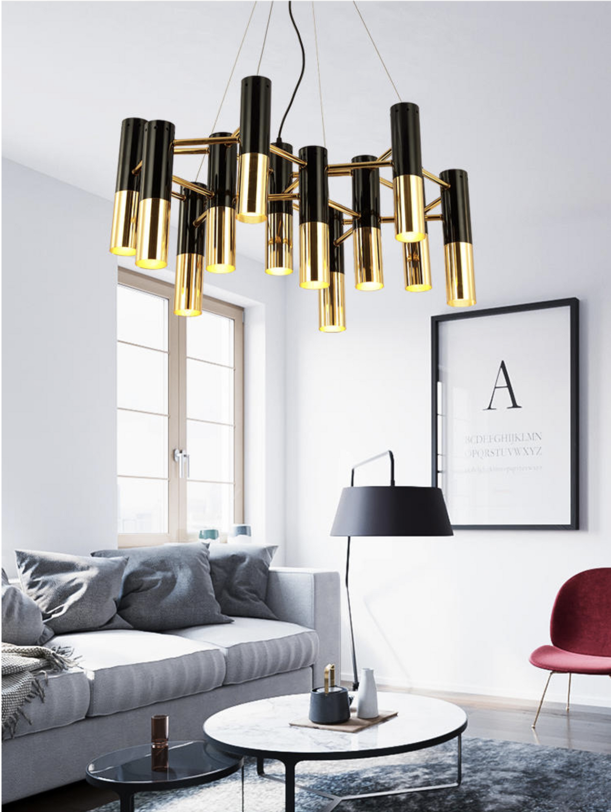 Black Metal Chandelier Light - Round/Rectangle - Reflect Lighting