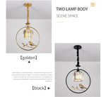 Round Crystal Thrush (Bird) Pendant Light-Gold/Black - Reflect Lighting