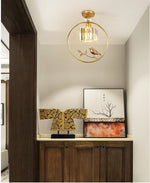 Round Crystal Thrush (Bird) Pendant Light-Gold/Black - Reflect Lighting