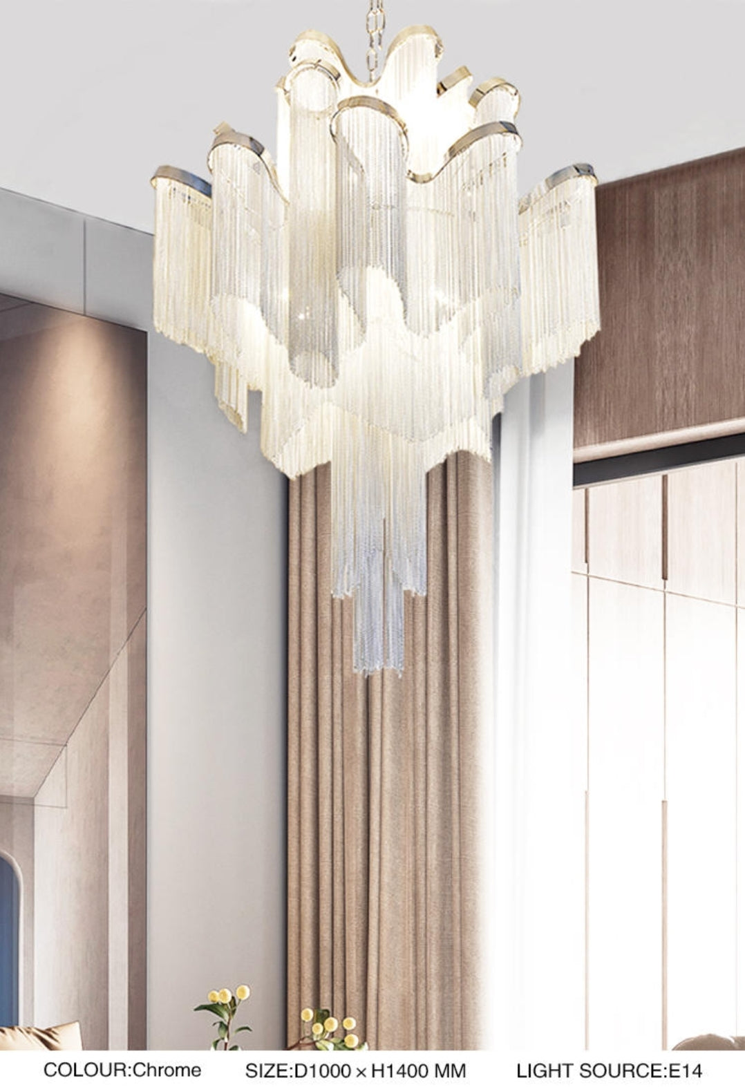 Iron Large Long Metal Chandelier-Gold/Chrome - Reflect Lighting