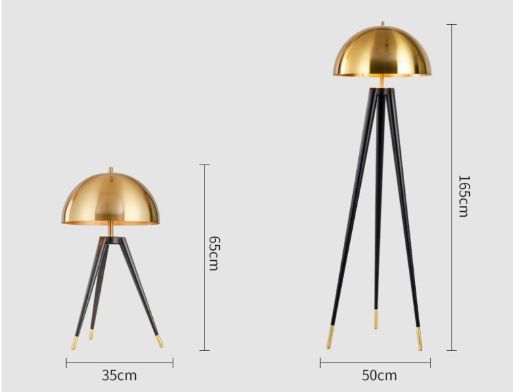 Gold & Black Tripod Table/Floor Lamp - Reflect Lighting