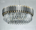 Gray & Gold Crystal Chandeliers-Round/Rectangle - Reflect Lighting