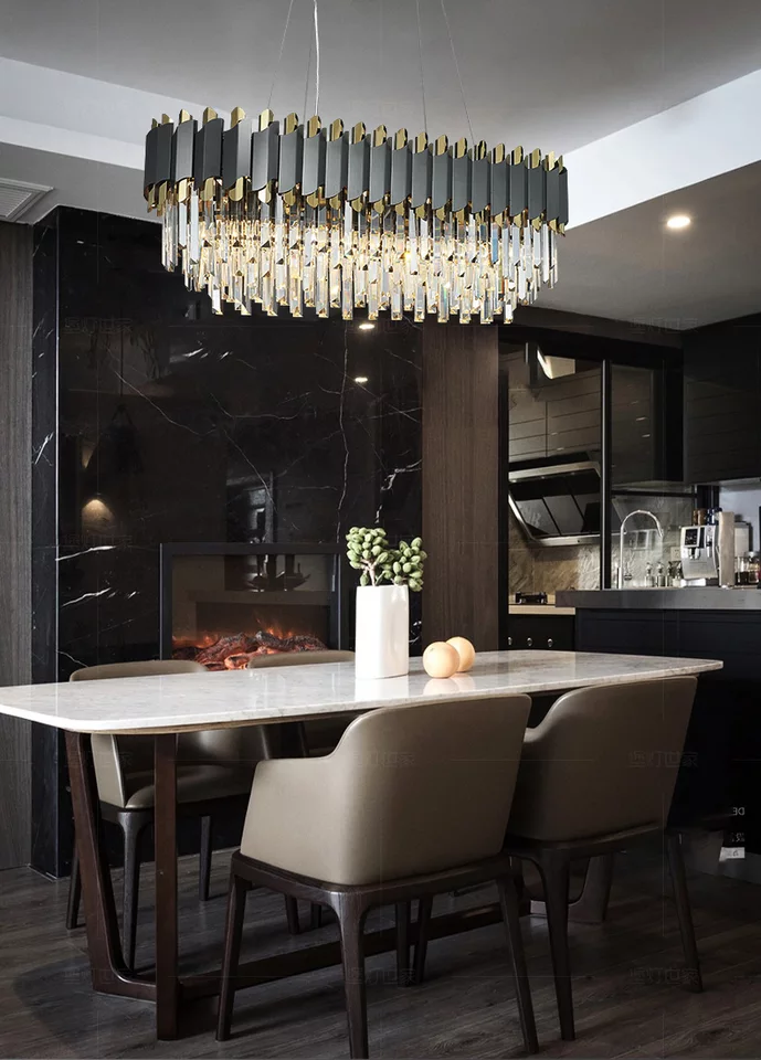 Gray & Gold Crystal Chandeliers-Round/Rectangle - Reflect Lighting