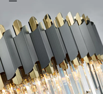 Gray & Gold Crystal Chandeliers-Round/Rectangle - Reflect Lighting