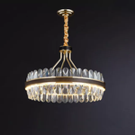 Lladró Black Leather Led Crystal Chandelier- Round/Rectangle - Reflect Lighting
