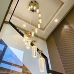 Golden Elegance Cascading Staircase Chandelier