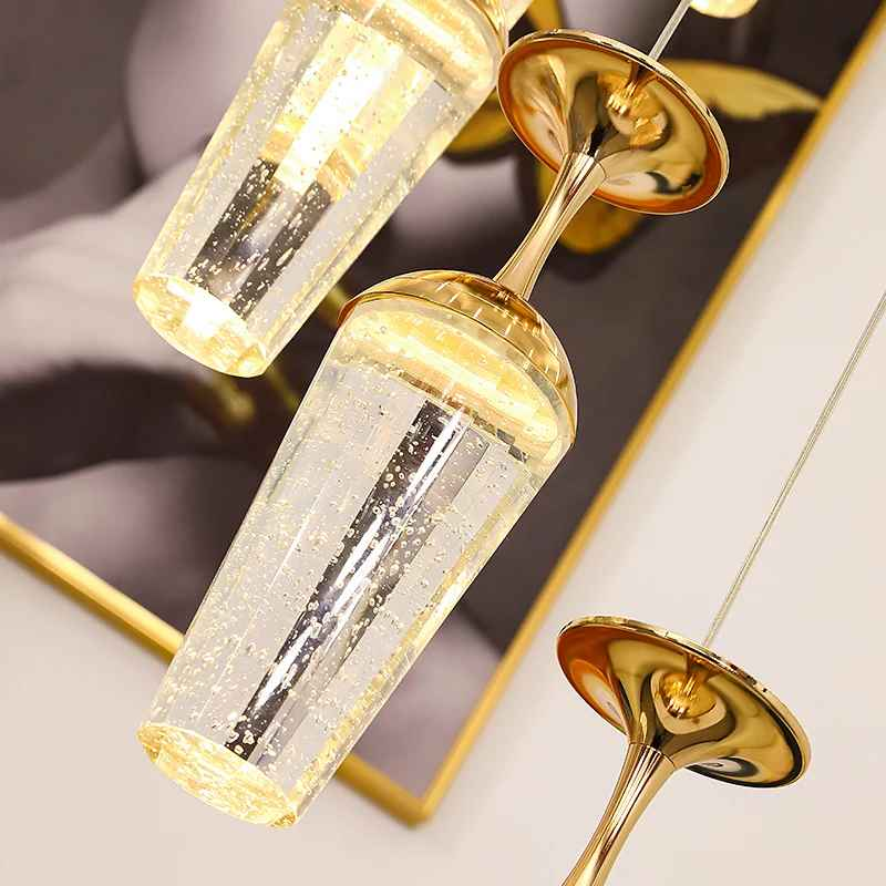 Golden Elegance Cascading Staircase Chandelier