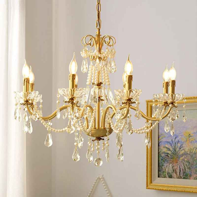 Copper Glow Crystal Pear Chandelier