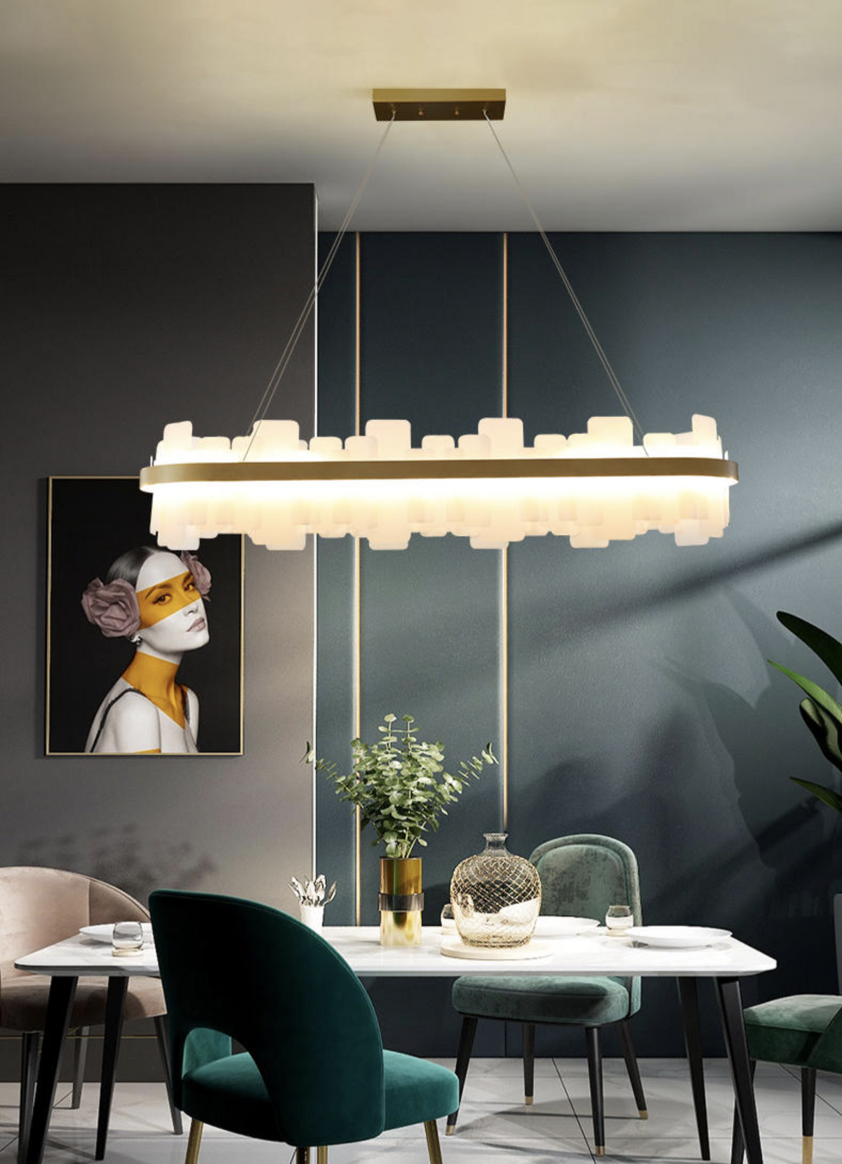 Clyde Barndon Frosted/Engraved Chandelier- Round/Rectangle - Reflect Lighting