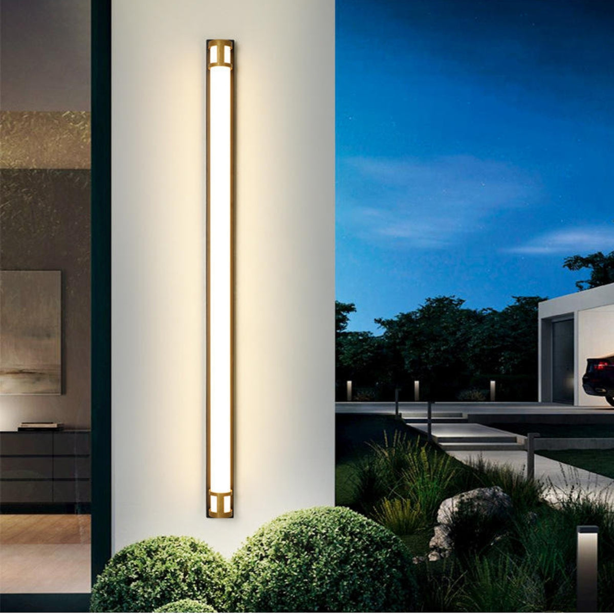 Galarza Gold & Black LED Outdoor Wall Light - Reflect Lighting