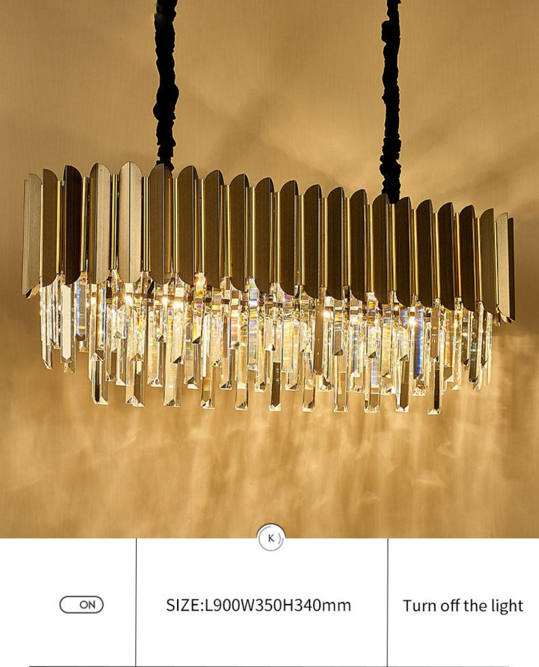 Msambamba Grey & Gold Crystal Chandelier-Round/Rectangle - Reflect Lighting