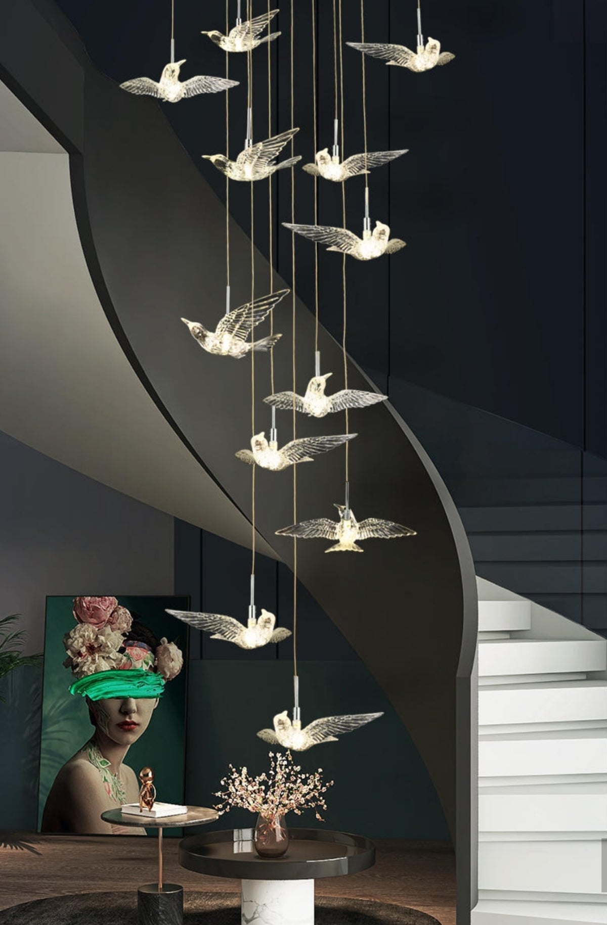 Cuckoo Bird Staircase Chandelier - Reflect Lighting