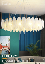Kari Crystal Feather Texture Gold Chandelier - Reflect Lighting