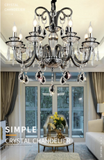 Bratton Black Crystal Candle Style Chandelier/Wall Lamp - Reflect Lighting