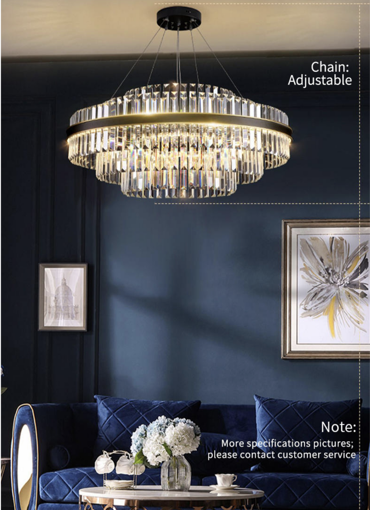 Chevonne Hopkins Gold Crystal Chandelier– Round/Rectangular - Reflect Lighting