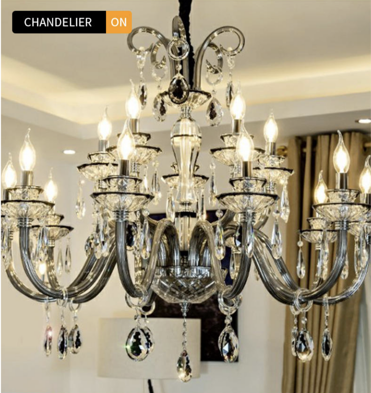 Bratton Black Crystal Candle Style Chandelier/Wall Lamp - Reflect Lighting