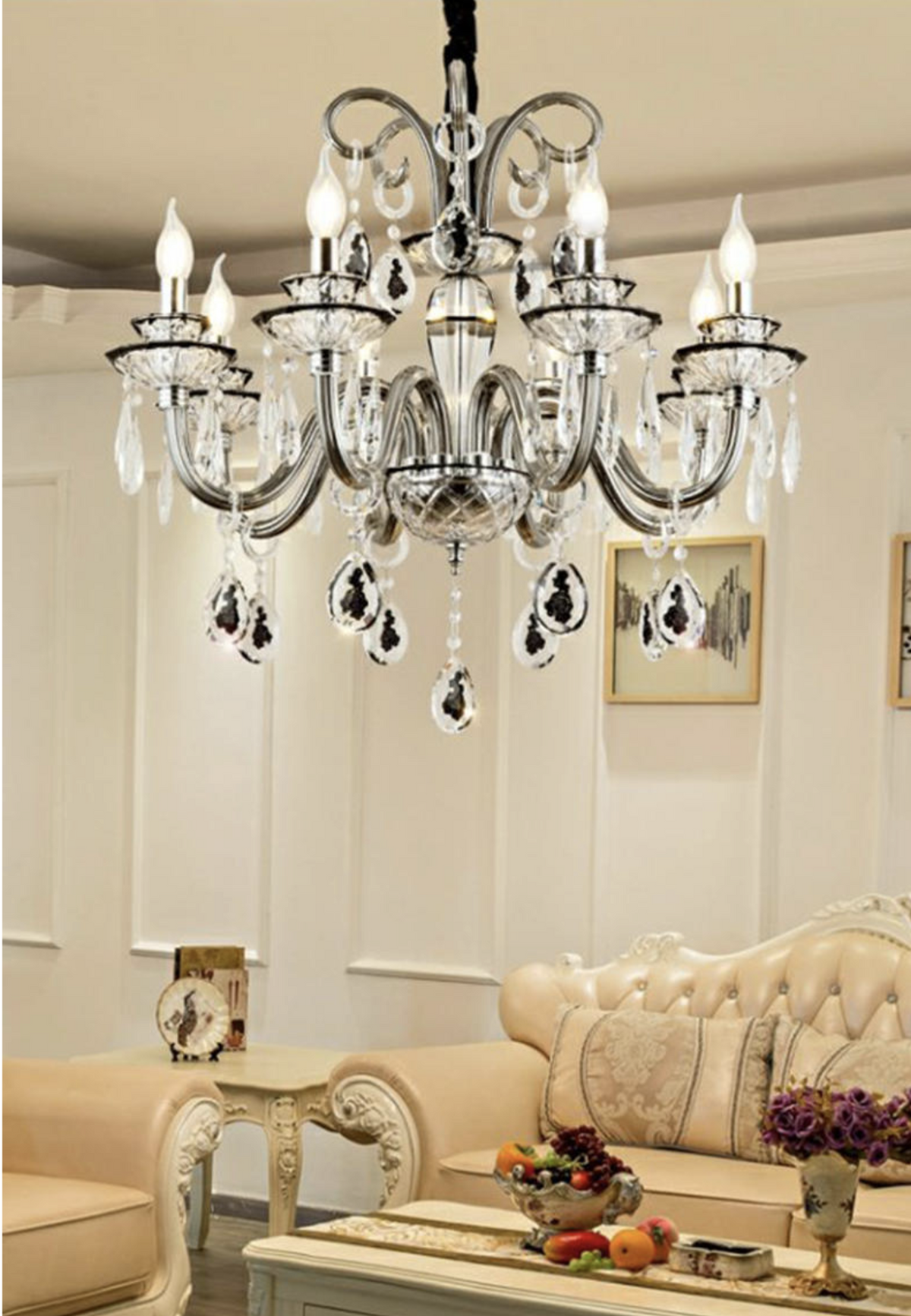 Bratton Black Crystal Candle Style Chandelier/Wall Lamp - Reflect Lighting