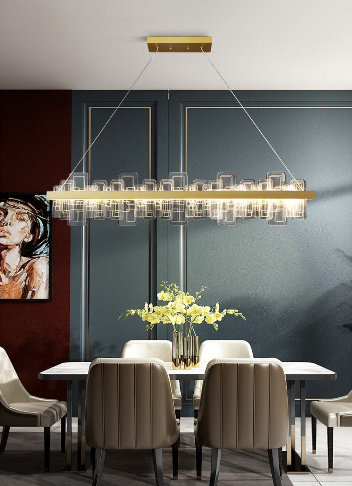 Clyde Barndon Frosted/Engraved Chandelier- Round/Rectangle - Reflect Lighting