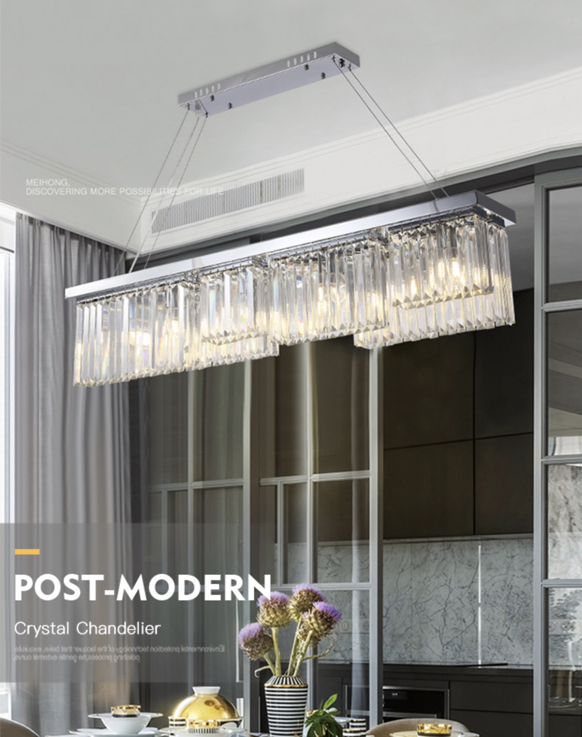 Chrome Rectangle Crystal Chandelier
