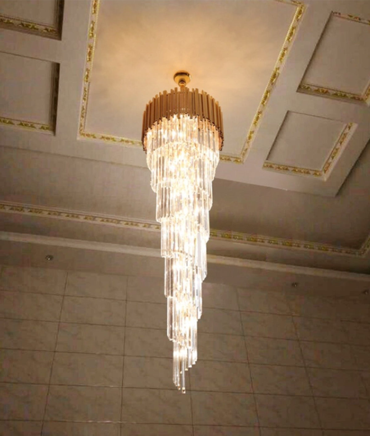 Metal Large Spiral Glass Chandelier - Reflect Lighting