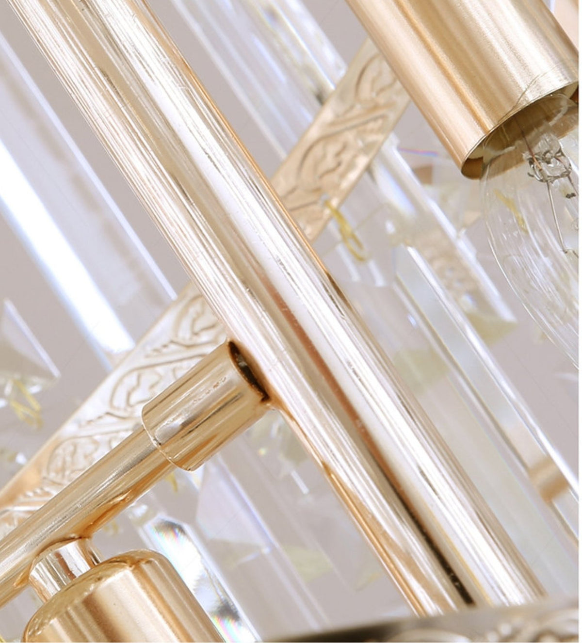 Long Crystal Chandelier Gold - Reflect Lighting