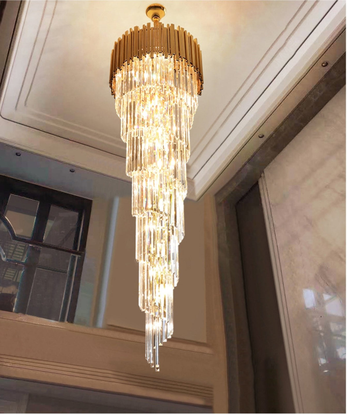 Metal Large Spiral Glass Chandelier - Reflect Lighting