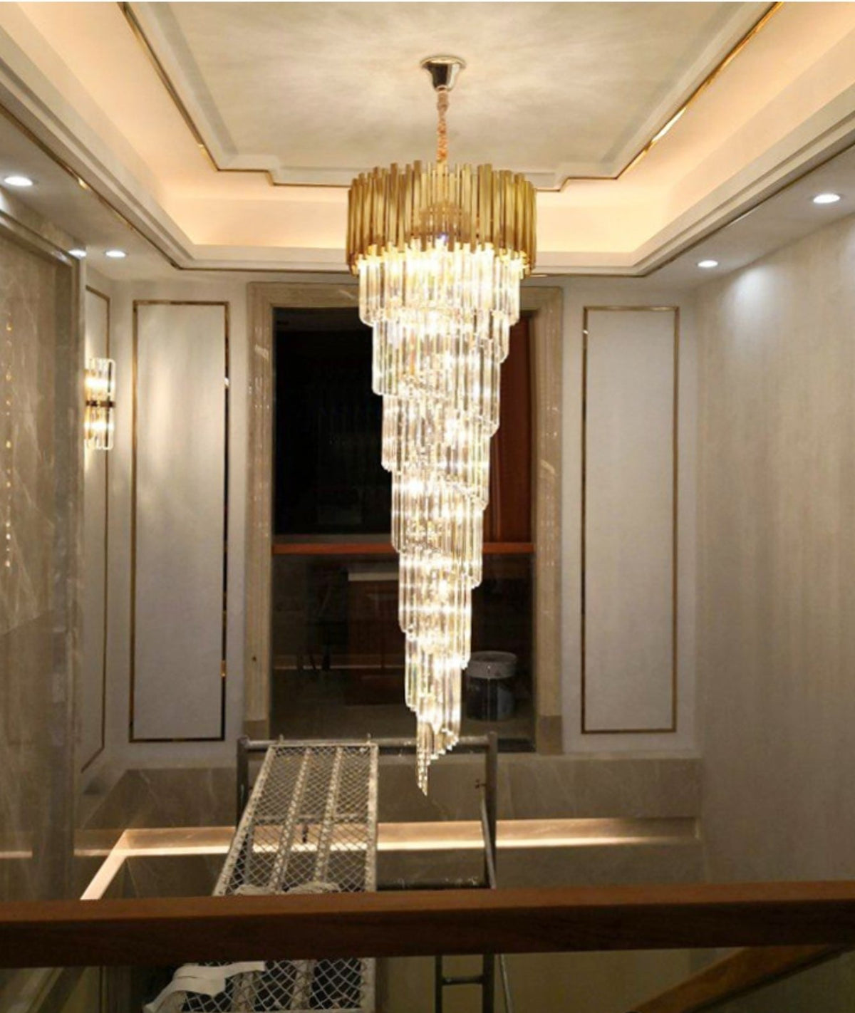 Metal Large Spiral Glass Chandelier - Reflect Lighting