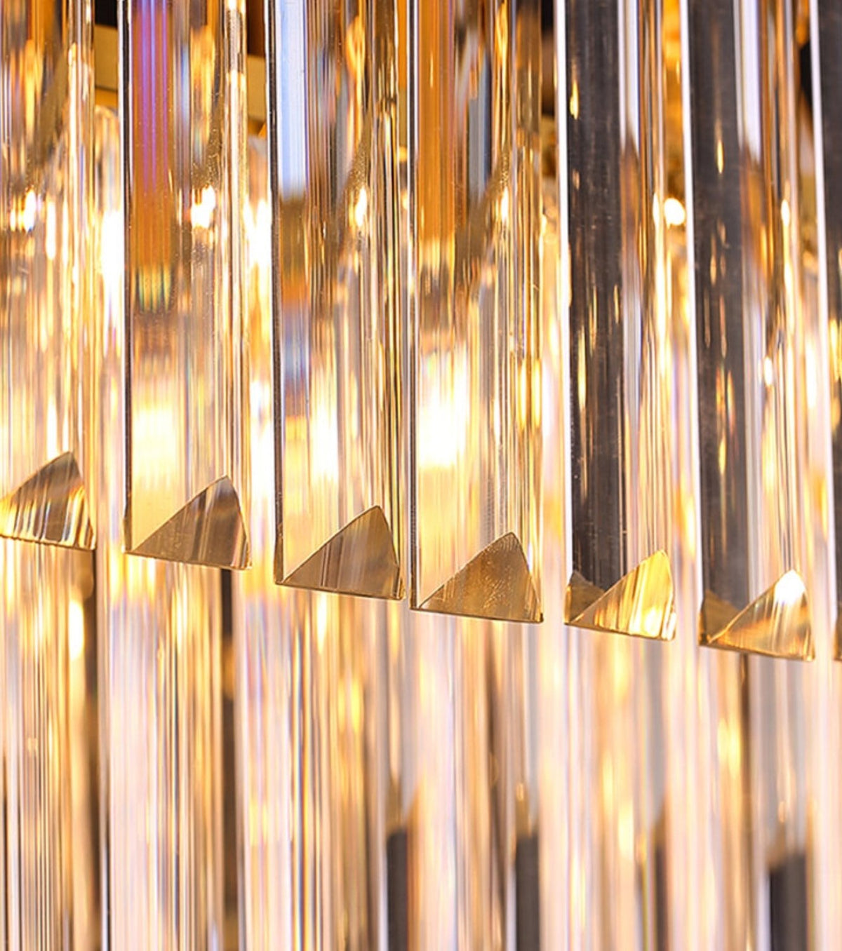 Gold Rectangular Crystal Flat Chandelier - Reflect Lighting