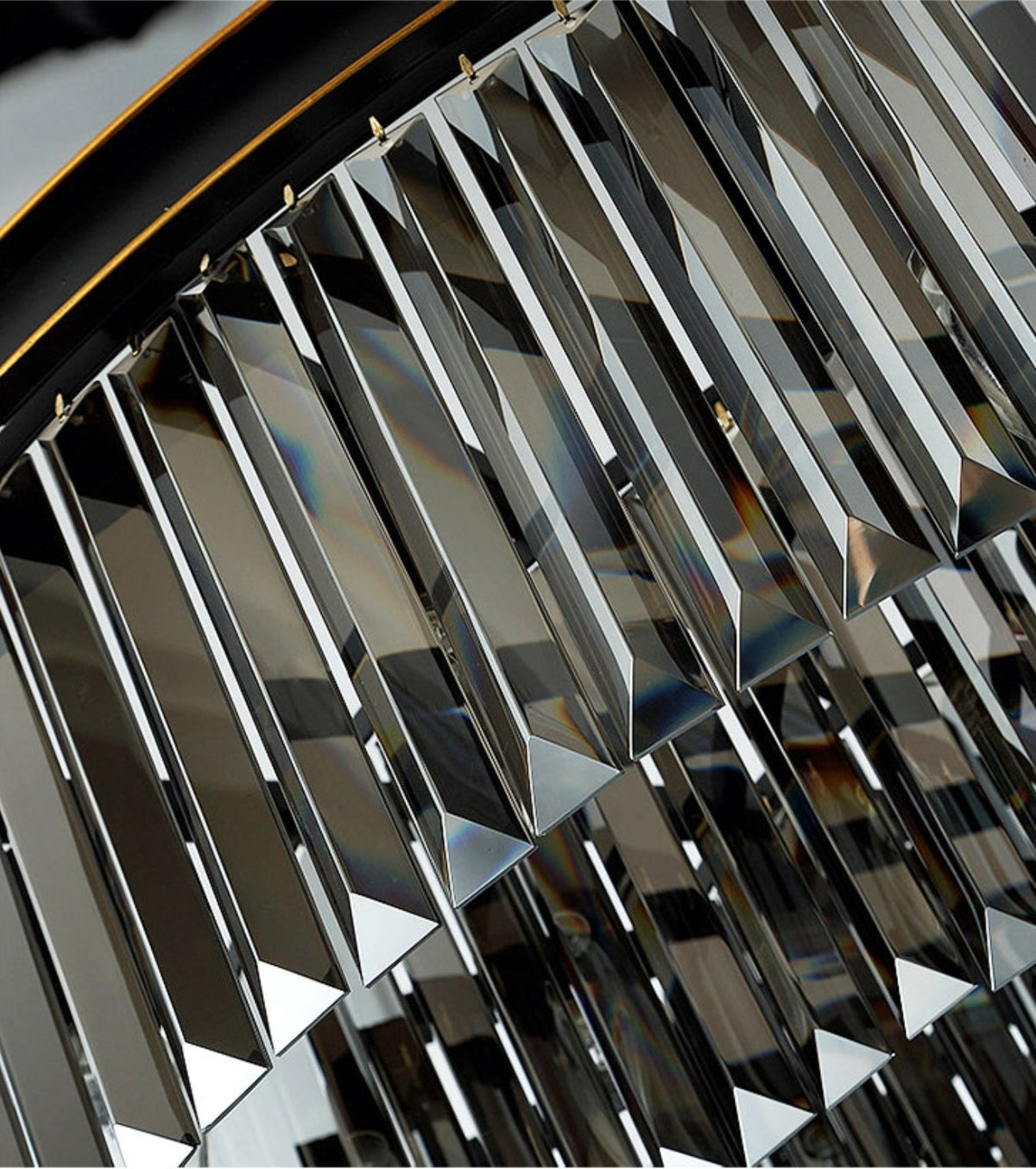 Smoke Grey Circular Crystal Flat Chandelier - Reflect Lighting