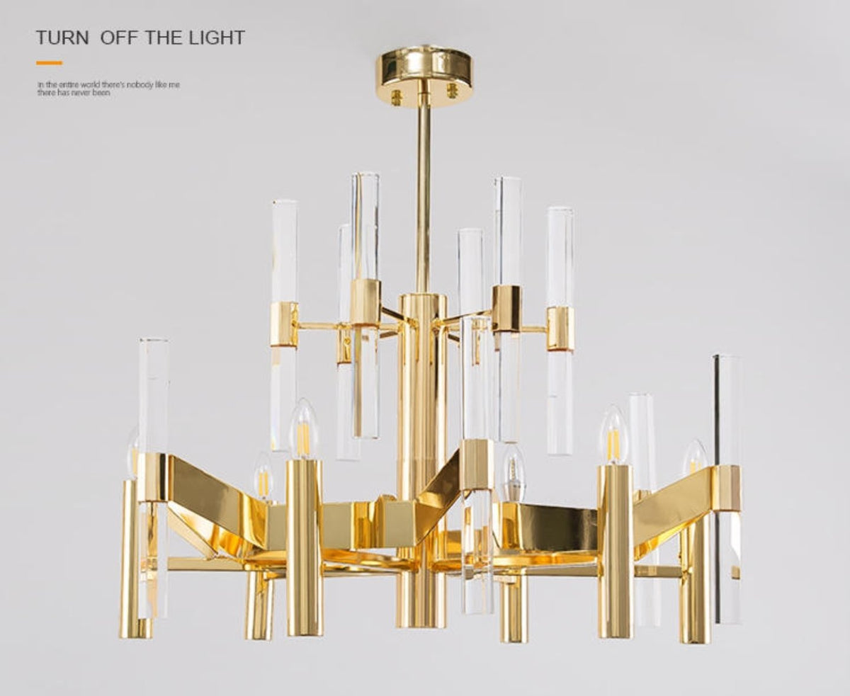 Gold Candlestick Crystal Chandelier - Reflect Lighting